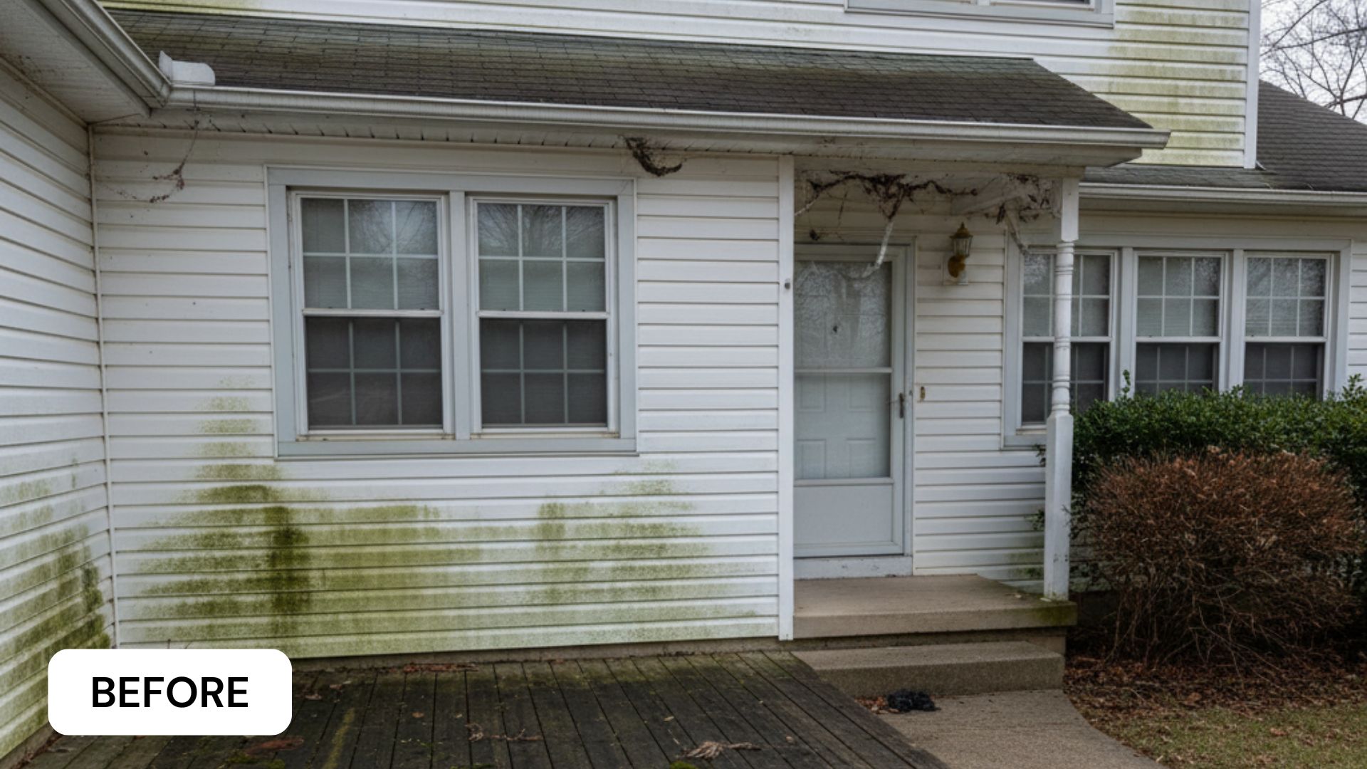 Home Outdoor Cleaning in Melbourne Before Service | AttoProperty Messy and untidy home outdoor area before professional cleaning by AttoProperty in Melbourne visible dirt, leaves, clutter, and unmaintained garden and patio surfaces.